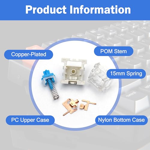 45 Stück Mechanische Blue Tastaturschalter kompatibel mit MX, Präzise Switches für Gaming und Office, mit Switch Puller für Montage sowie Ersatz der Tastatur Ersatztasten 3-Polige Tastatur Switches