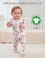 Yoofoss Baby Pajamas 100% Organic Cotton Baby Sleepers for 0-3 Months Boys Girls Clothes, 3-Pack Soft infant Toddler Footed PJs with Mitten Cuffs, Zipper Footies Pajamas — image 2