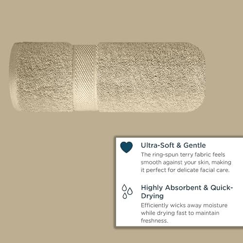 Image of Sulfar 100% Terry Ring Spun Cotton Face Towel - Quick-Dry, Highly Absorbent (480 GSM) (30 x 30 Cm) Beige (Pack of 1)