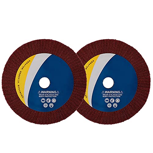 6Inch Non-Woven Abrasive Grinding Flap Wheel Nylon Fiber Wheel Scouring Buffing Pad For Rotary Tool 2Inch Thickness 240 Grit Red #TOP5