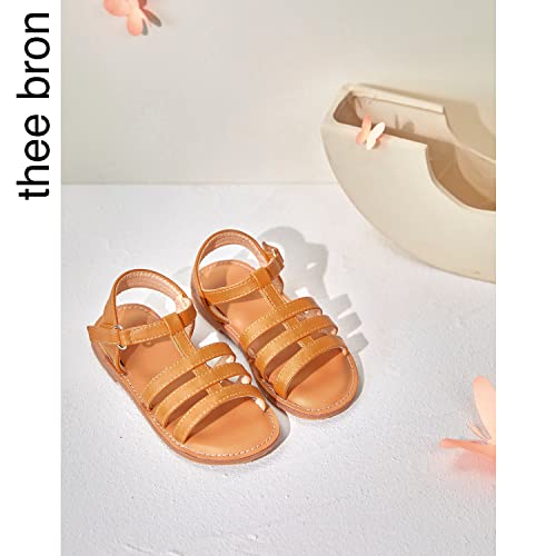 Image of THEE BRON Girls Brown Comfort Sandals Kids Shoes Sandals Filles Sandales(AA352,Brown /6M)