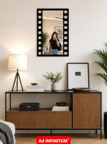 Image of AD INFINITUM Multilayer Wooden Wall Art With Mirror Hanging Decor for Contemporary Home, Bedroom, Living Room, Office etc., (Film Negative Design 2)