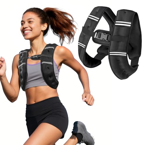 Weighted Vest with Adjustment Straps for Men Women 8lbs/12lbs/16lbs/20lbs Weight Vest with Reflective Stripes for Workout Strength Training Running Fitness Hiking Weight