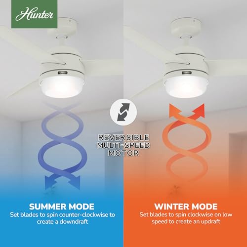 Image of Hunter Midtown, Indoor, Ceiling Fan, Standard Mount, 48 inch, Fresh White