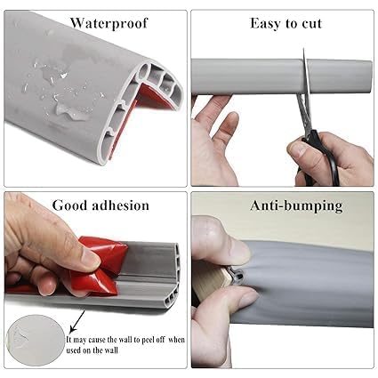 Netram Store Anti-Collision Wall Edge Protection Strip Soft Foam Self-Stick Guard for Home Furniture Table Nursery Safety Use (1.2 M - Black) 2