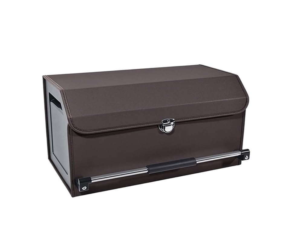 Robuste Leder Aufbewahrungsbox Faltbar Deckel Griff(Brown)