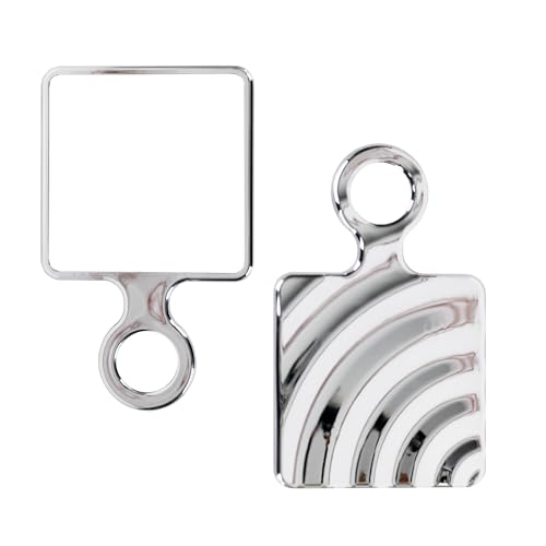 Funerom Square Hand Mirror Handheld Mirror with Handle Hand Mirror for Women (Electroplated Silver, 9 x 5.9 inch)