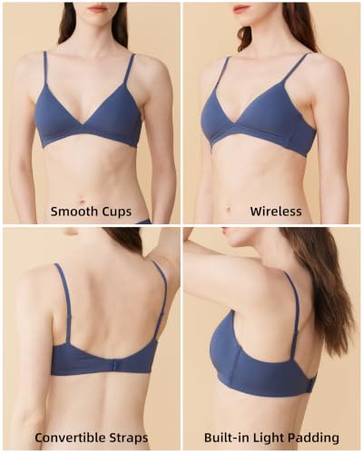 Image of Organic Cotton Triangle Bralette Wireless Bra for Women