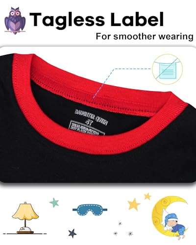 Image of DAUGHTER QUEEN Boys Pajamas 4 Pieces Long Set 100% Cotton Sleepwear Size 18 Months-12 Years