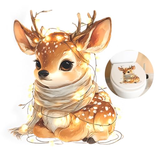 ZWWOGE Toiletten Aufkleber, Rentier Toilettensitz Deckel...