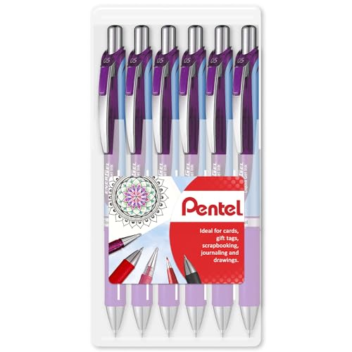 Bolígrafo retráctil Pentel EnerGel BLN75 tinta violeta 0.5mm x6 miniatura 1