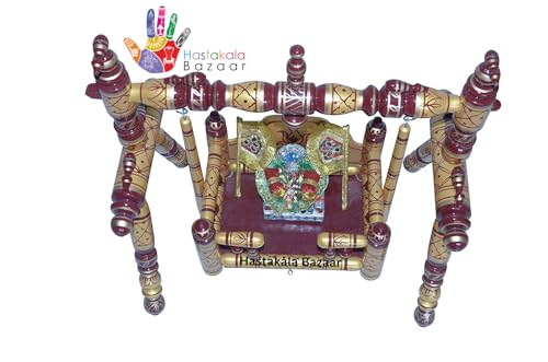 Image of Wooden Hindola Parna Krishna Jhula Foldable Beautiful Swing (Cherry Pearl Yellow), 24 x 48 x 43 Cm