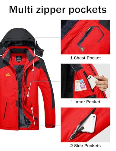 Image of MAGCOMSEN Men's Winter Coats Waterproof Ski Snow Jacket Warm Fleece Parka Raincoats With Multi-Pockets