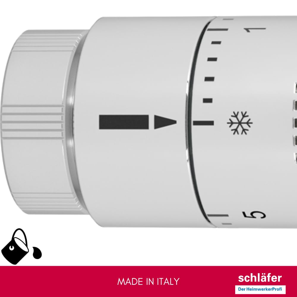 Schläfer 37040200 | Valvola Design Termostatica Cromo per Termosifoni, Testina di Comando per Radiatore Sensibile a liquido, Manopola con Regolazione intervallo Temperatura, Attacco M30x1,5