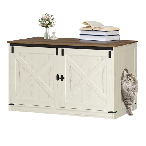 Hzuaneri Katzenklo Schrank, Katzenschrank, Katzentoilette mit Herausnehmbarer Trennwand, Katzenhaus, Umkehrbarer Eingang Links oder Rechts, als...
