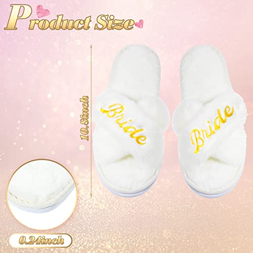 Image of JenPen 7 Pairs Bridesmaids Slippers Women's Cross Band Fuzzy Bachelorette Party Slippers for Wedding Bridal Party