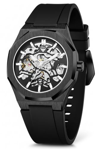 Image of ALTURA Onyx Skeleton Automatic Men's Watch - Octagonal Case, Self-Winding Mechanical Movement, Silicone Strap