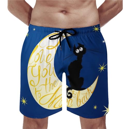 Short de bain homme étoiles chat noir maillot de plage réglable
