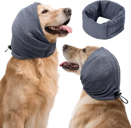 Image of Dog Calm Hoodie, No Shake Ear Wraps for Dogs, Quiet Dog Ear Cover Noise Protection, Pet Ear Muffs Dog Ear Protector Head Wrap Cover for Anxiety Relief, Hematoma, Grooming, Firework, Thunderstorms,M