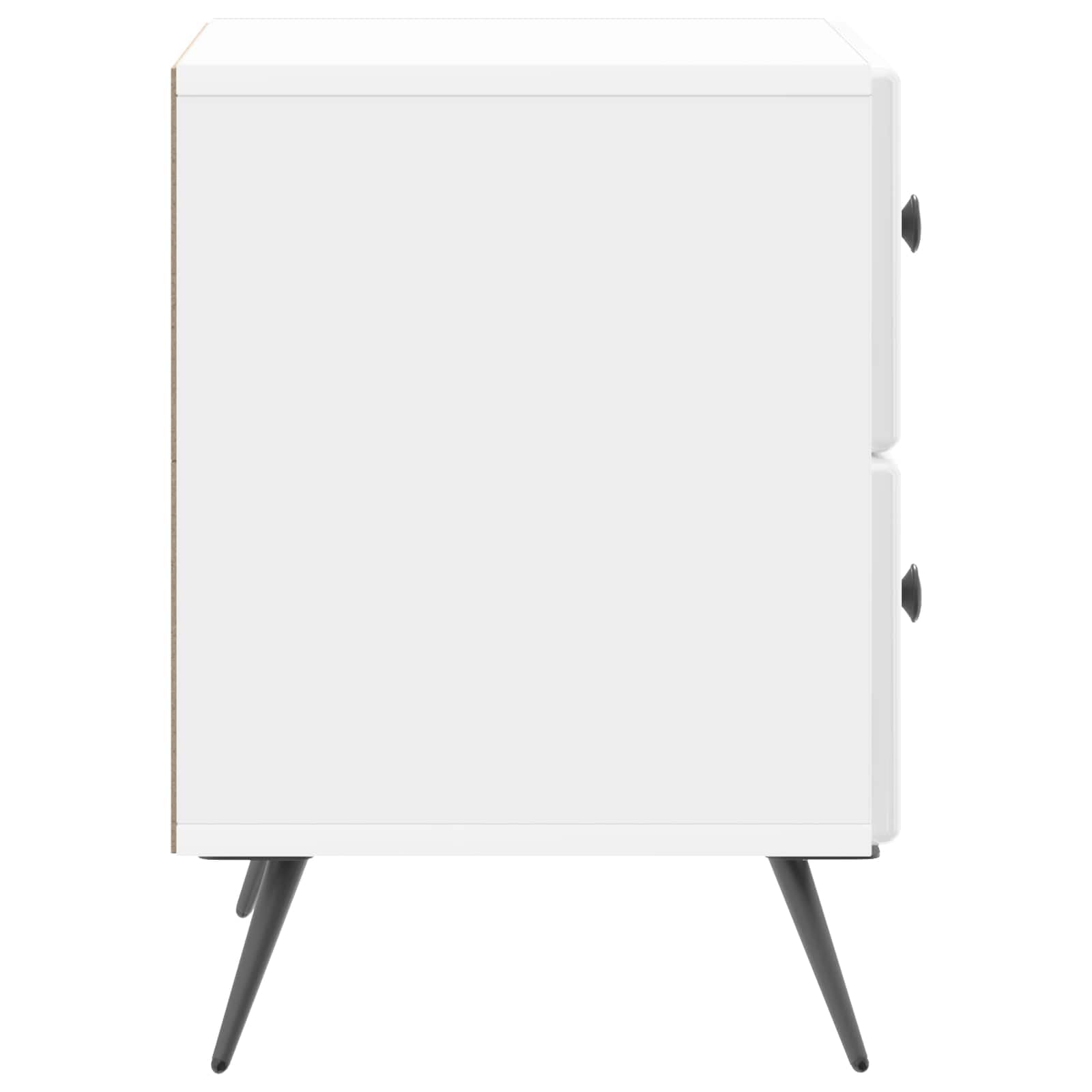 Mesita de noche brillante blanca 43 x 34,5 x 47,5 cm con 2 cajones