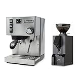 Rancilio Silvia Espresso Machine and Eureka Mignon Notte Grinder Bundle (Stainless Steel)