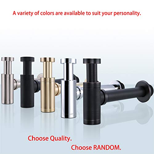 RANDOM Brass Contemporary Round Bottle P Trap 1 1/4,Basin Sink Waste Drain P Trap Kit (Chrome) - Thumbnail 3