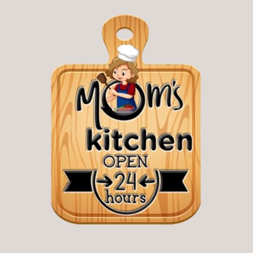 Image of PNF Poster And Frames Mom kitchen open 24 hours Quote Wall art & Door Hanging Frame For Kitchen, Dining, restaurants Decor | Walland home Decor for Living Room | Room Decor Wall Decor Items For Bedroom | (Wooden, 11x9 Inch,brown)-125-1