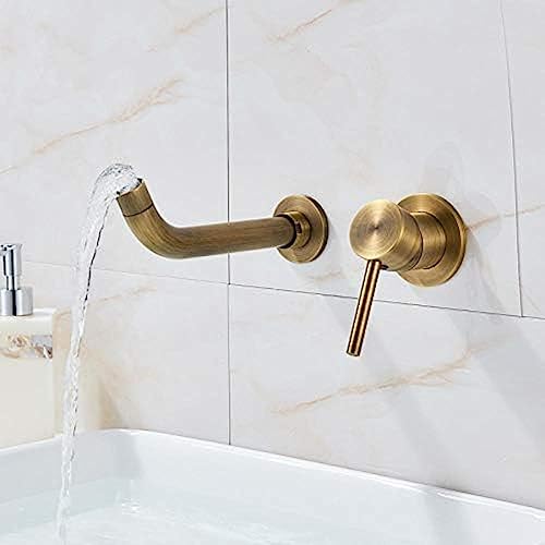 Mitigeur lavabo mural monocommande en laiton antique robinet de salle de bain 2 trous