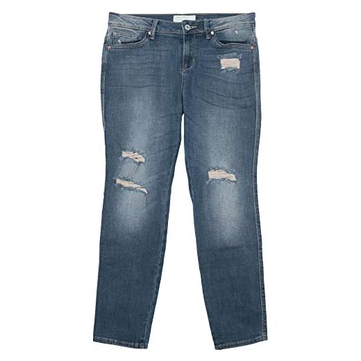 TOM TAILOR Jeans Lynn Anti Fit Damen Hose Stretch Vintage Used Look Destroyed, Farbe:blau, Hosengrößen:W31, Hosenlängen:L32