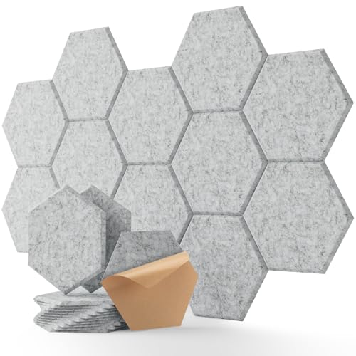 Soundsbay 12 Pack 30X 25 X 1cm sześciokąt Panele z pianki akustycznej Panele dźwiękochłonne o wysokiej gęstości Redukują hałas i echo w pomieszczeniach do nagrywania w studiu/biura domowego