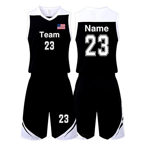 Custom Basketball Jersey for Men Women Basketball Uniforms for Kids with Name Team Number Logo Black