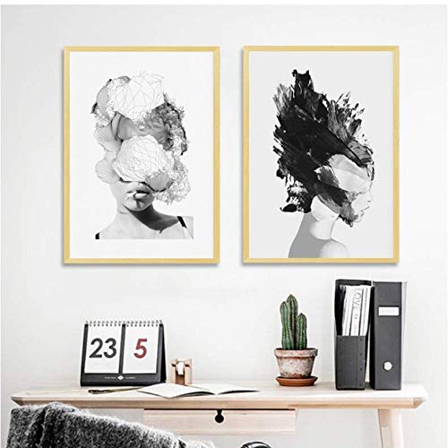 Affiche femme abstrait pour exprimer votre liberté avec cette peinture moderne noir et blanc