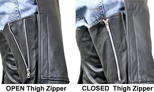 Xelement B7552 Men's Black 'Easy Fit' Premium Leather Motorcycle Chaps - 42 #TOP4