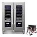 Wine Cooler Refrigerator,Thor Kitchen 33,40,42 Bottles Built-in French Door Wine Cooler Refrigerator with Dual Zone Wine Fridge for Red & White-Compressor and Air Cooling Style (33 Bottles-15")