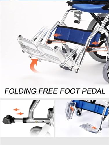 Silla de ruedas plegable y ligera con frenos de mano, diseño ultraligero para un fácil transporte y viajes, ideal para personas con discapacidad y personas mayores