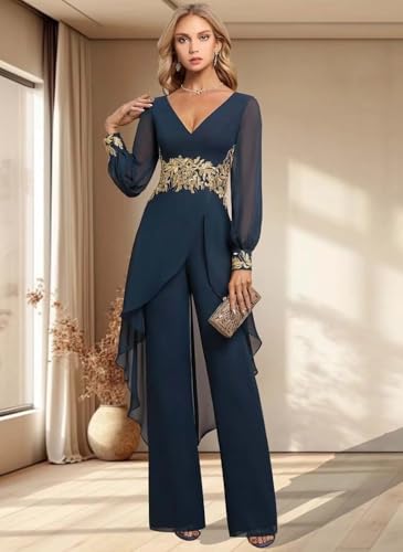 Mother of The Bride Pant Suits 2 Pieces Chiffon Wedding Outfit for Women Dressy Formal Dresses3