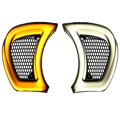 Astra Depot Motorcycle Headlight Vent Accent Kit, Dual-Function White/Amber COB LED Light Compatible for 2015-2024 Harley Road Glide FLTRX FLTRXS FLTRU FLTRK CVO, Smoke Lens, ABS Housing