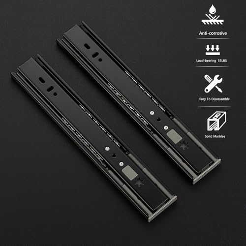 Image of Ravinte 10 Inch Soft Close Drawer Slides 5 Pairs 10 Pack Black Full Extension Ball Bearing Drawer Glide Side Mount