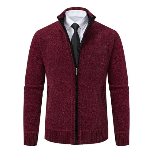 Spring and Winter Knitted Cardigan Sweater Men's Stand-Up Collar Long Sleeved Knitted Cardigan Male All Match Knitwear2