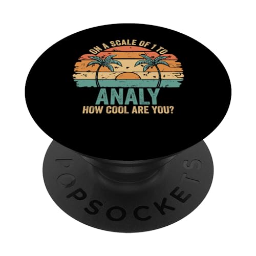 ANALY Cute Retro Girls Groovy ANALY Personalized Name PopSockets Swappable PopGrip, Black