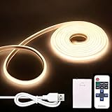 2M LED Strip Batteriebetrieben,Hohe Dichte LED strip Lights mit Netzteil,Wasserdicht Diffusion Flex LEDstreifen,Fernbedienung Dimmbar für Innen Aussen Schlafzimmer Küche DIY Globe Lichterkette