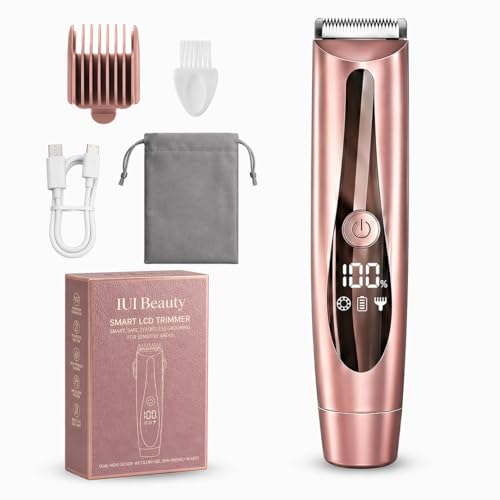 IUIBEAUTY 2-in-1 Painless Precision Bikini Trimmer & Shaver for Women Waterproof Electric Razor with Dual Heads LED Display USB Rechargeable
