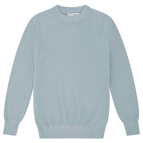 Image of CUNYI Boys Girls Crewneck Sweater Long Sleeve School Uniform Pullover Thermal Wool Solid Knit Top