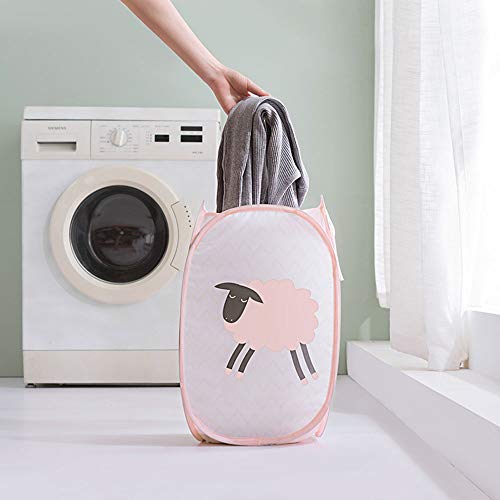 Zenky 2 Pack Collapsibe Laundry Basket, Cute Girl Laundry Hamper, Large Handy Pop-Up Mesh Dirty Clothes Bag With Pocket&Handles For Kids Rooms, Nursery, Dorm And Travel Camping, Grey&Pink, Zk02 #TOP6