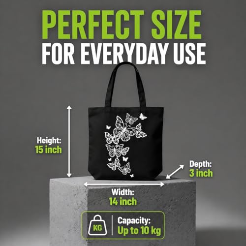 Image of Canvas Tote Bag for Women with Zipper & Pocket(Pack of 1) | Stylish Cotton Handbags for College | Aesthetic Tote Bag for Office, Shopping, Travel, Beach & Daily use