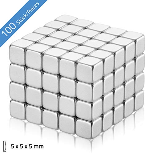 100 dados magnéticos de neodimio, pequeños dados magnéticos de neodimio para pizarras blancas, neveras, pizarras magnéticas, 5 x 5 x 5 mm