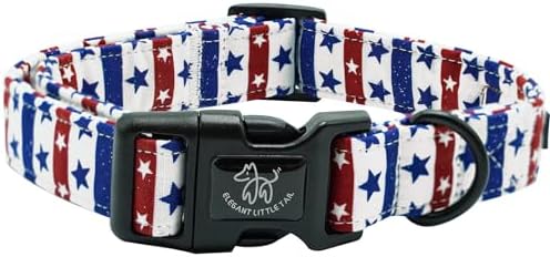 Elegant little tail Independence Day Dog Collar, Holiday Pet Collar Patriotic Dog Durable Dog Collars Girl or Boy Soft Pet Gift Adjustable Dog Collar for Small Medium Large Dogs