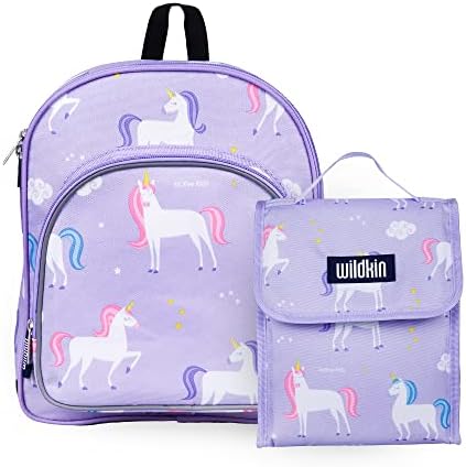 Wildkin 12 Inch Backpack Bundle with Insulated Lunch Bag (Unicorn)