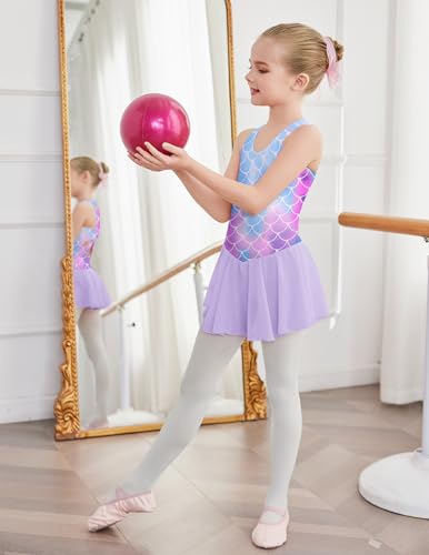 Image of Arshiner Kid Girls Hollow Back Ballet Leotard with Skirt Sleeveless Dance Dresses
