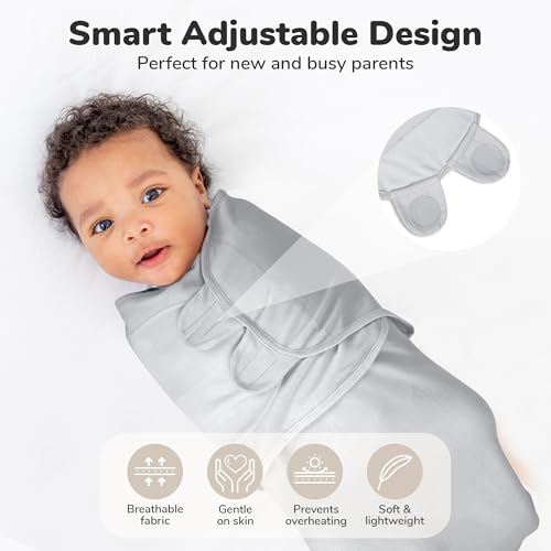 Image of Mama Cheetah Baby Swaddle Sack, Organic Cotton Swaddle Blanket, Adjustable Swaddle Sleep Sacks, Easy Swaddles for Boy Girl 0-3 Month, Baby Essentials, 4-Pack, Neutral Bliss